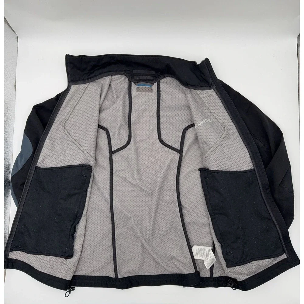 Columbia Softshell Jacket‎ M Omni-Wind Block Full Zip Outdoor Hiking Black Blue